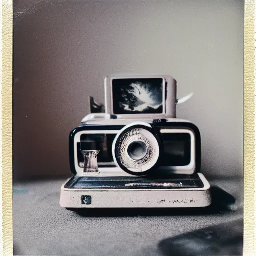 Image similar to a isometric view of an ethnographic object on display, poetical, dream, unconscious, alternative world, polaroid sx 7 0