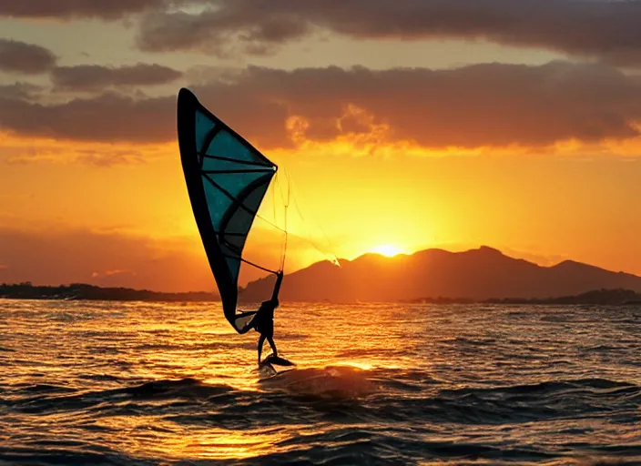 Image similar to windsurfer in the sunset in the 8 0's