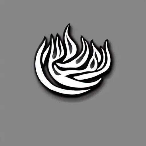 Prompt: simple yet detailed retro minimalistic fire flames warning enamel pin, use of negative space allowed, black and white only, smooth curves