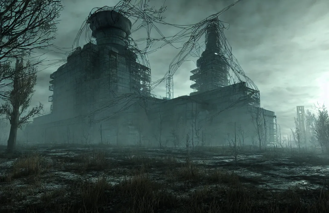 Image similar to chernobyl mods. otherworldly demons. screenshot videogame modded ultra graphics ultra resolution textures 1 2 0 fps remastered edition. horror game of the year. frighteneing. matte painting trending on artstation, cgsociety, 4 k hd details, cryengine unreal engine, ray trace lighting photo realistic