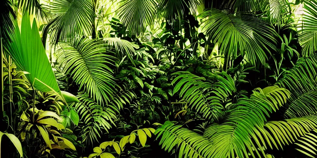 Image similar to lush tropical forest, against light, glare, bright details, contrasting, daylight, highly detailed, by dieter rams 1 9 9 0, national geographic magazine, reportage photo, natural colors