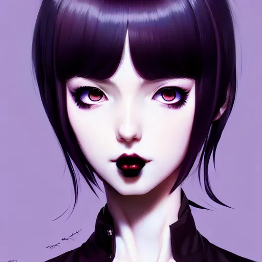 Image similar to a beautiful slim shy goth girl hates you, art by ilya kuvshinov and lois van baarle and ross tran and range murata and artgerm and andy warhol, norman rockwell, digital art, highly detailed, profile picture, intricate, sharp focus, mystical trending on artstation hq, deviantart, pinterest, unreal engine 5, 4 k uhd image
