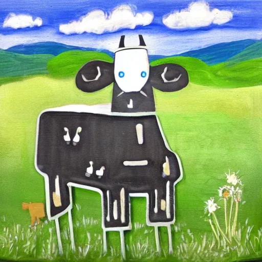 Image similar to robot cow on a meadow