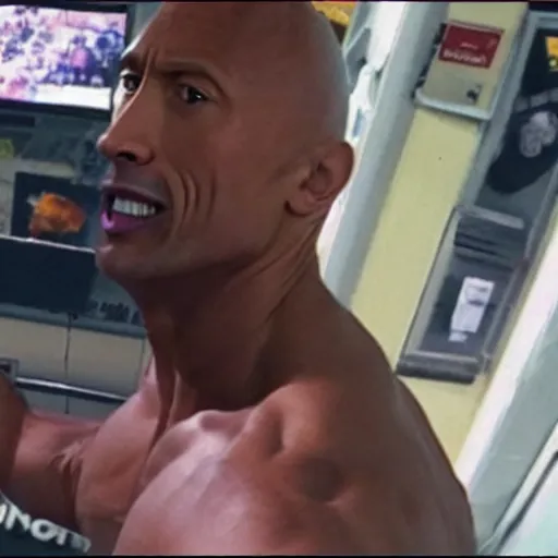 Image similar to dwayne the rock johnson stealing from walmart cctv footage