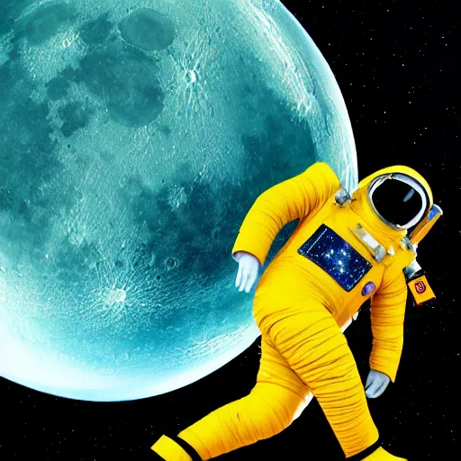 Prompt: A still cut of an astronaut Moonwalk dancing on the moon’s surface, kpop style colors, smokey background