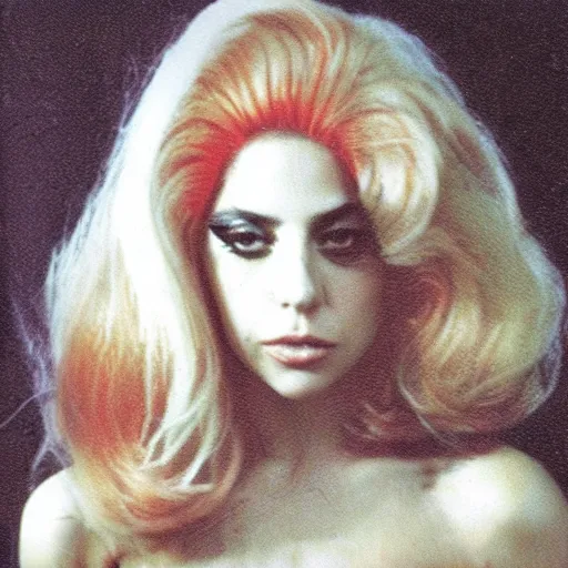 Image similar to Lady Gaga in the 1970s, polaroid photo