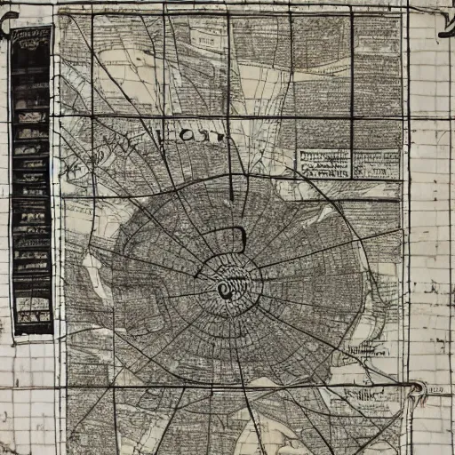 Prompt: an ancient subway map, ripping paper, burnt, high fantasy, ultra detailed