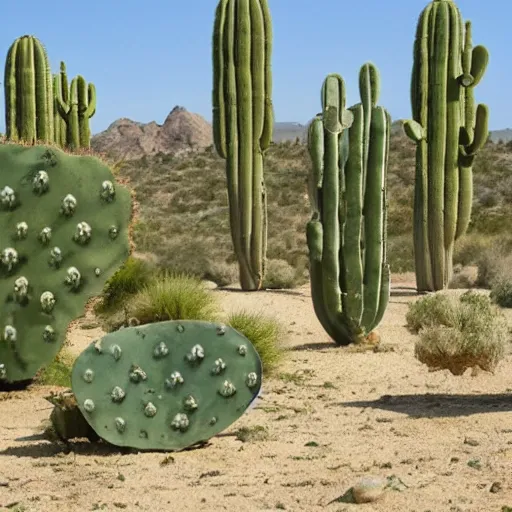 Prompt: a sea made of san pedro cactus