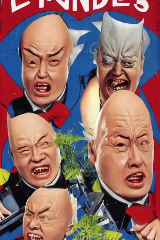 Prompt: coneheads, japanese vhs cover art, detailed facial expressions