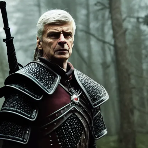 Prompt: Arsene Wenger as The Witcher, 4K, epic, cinematic, focus, movie still, fantasy, serious, extreme detail, atmospheric, dark colour