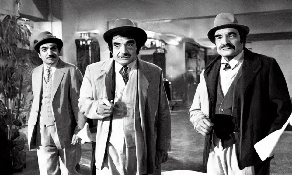 Image similar to david suchet's poirot with peter falk's columbo, film still, period piece