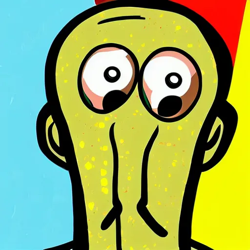 Prompt: handsome squidward style, pop art portrait