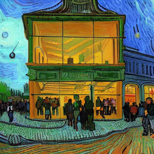 Image similar to an apple store by vincent van gogh, digital art, trending on artstation