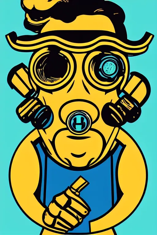 Image similar to fallout 7 6 retro futurist illustration art by butcher billy, sticker, colorful, illustration, highly detailed, simple, smooth and clean vector curves, no jagged lines, vector art, smooth andy warhol style