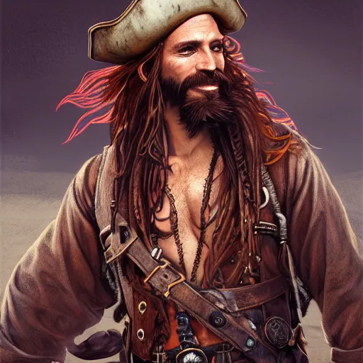 rugged playful pirate, 3 0 years old, male, handsome, | Stable Diffusion