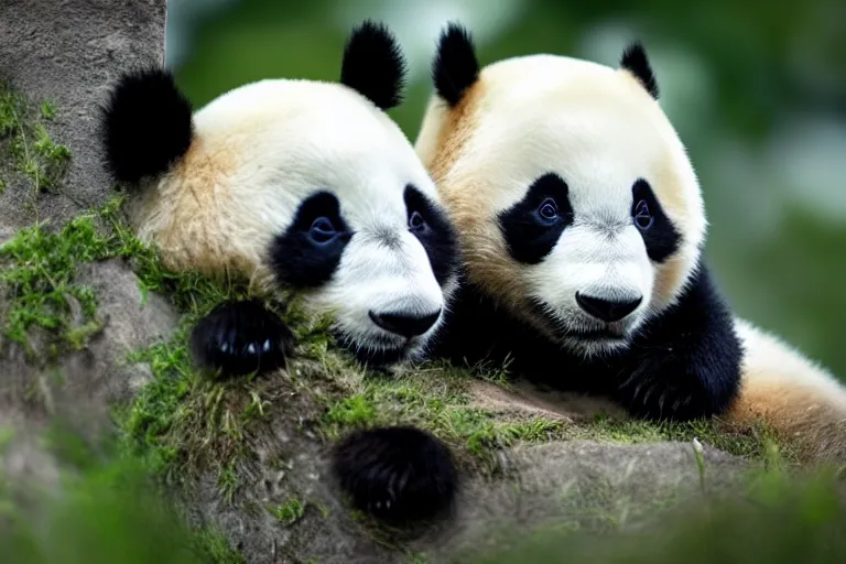 Prompt: Beautiful cute panda baby cute panda baby cute panda baby insanely detailed, 8K , HDR , GFX Association , low angle, tilted , perfect lighting , Macro lens , professional lenses awards winning trending on Artstation , cover , national geographic best photo of the year