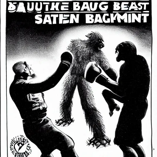 Prompt: sasquatch boxing match