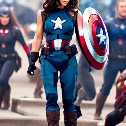 Prompt: kate beckinsdale as captain america