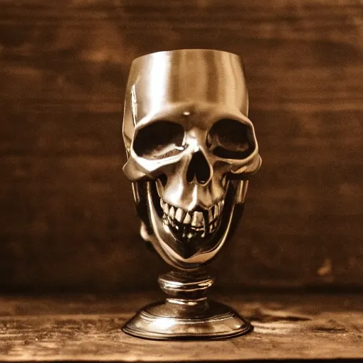 Image similar to a photograph of a skull goblet, DSLR photography