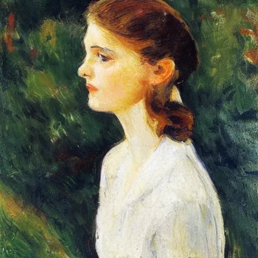 Image similar to photo of young woman by max liebermann