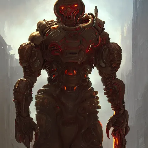 Image similar to doom eternal, biopunk armor, painted by stanley lau, painted by greg rutkowski, painted by stanley, artgerm, masterpiece, digital art, trending on arts