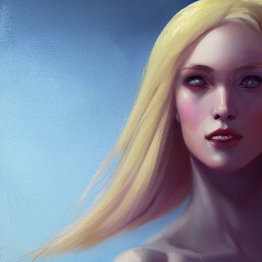 Prompt: a digital painting of a woman with blonde hair, a character portrait by Charlie Bowater, cgsociety contest winner, fantasy art, speedpainting, digital painting, artstation hd