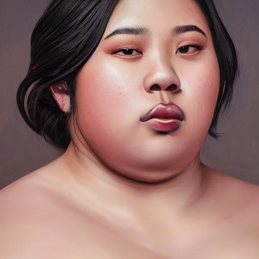 Image similar to A portrait of a powerful and thick beautiful non-binary person, medium tone skin, oil painting, majestic, detailed, high resolution