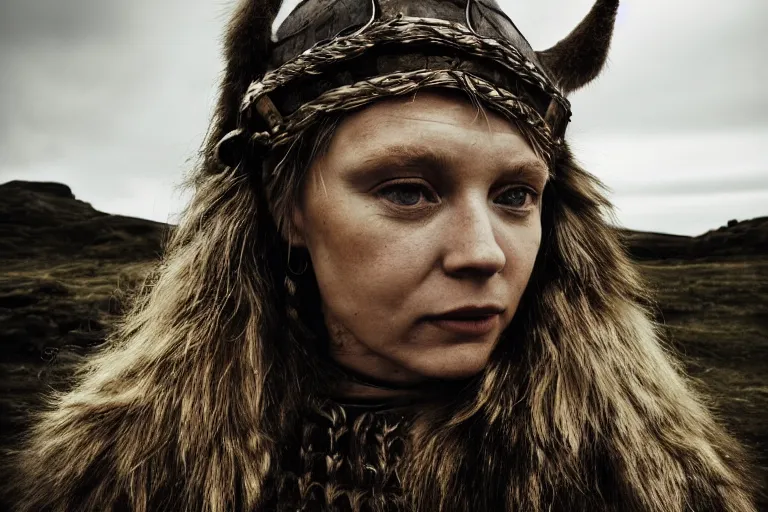 Image similar to portrait of a beautiful Viking woman By Emmanuel Lubezki