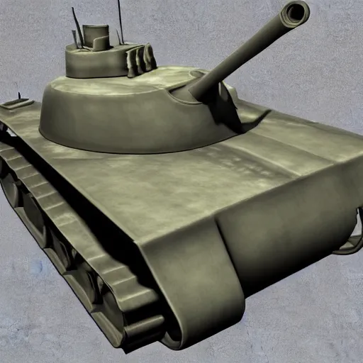 Prompt: a 3d model of a tank in the center, tank has a large solid cannon, full view, strategy game