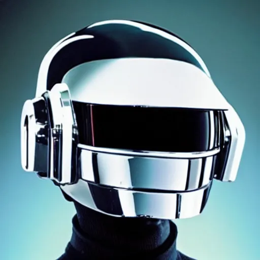 Prompt: daft punk wearing cool cyber helmets