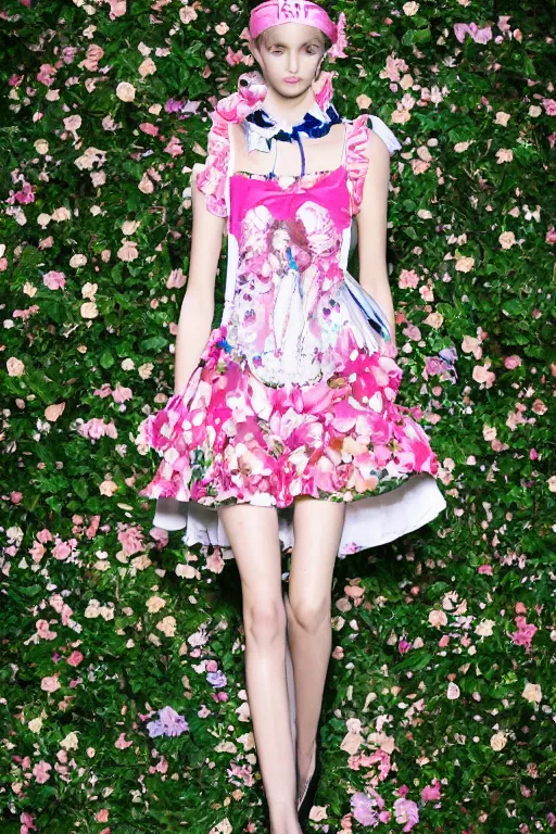 Image similar to sailor moon wearing floral valentino ss 2 0 1 5