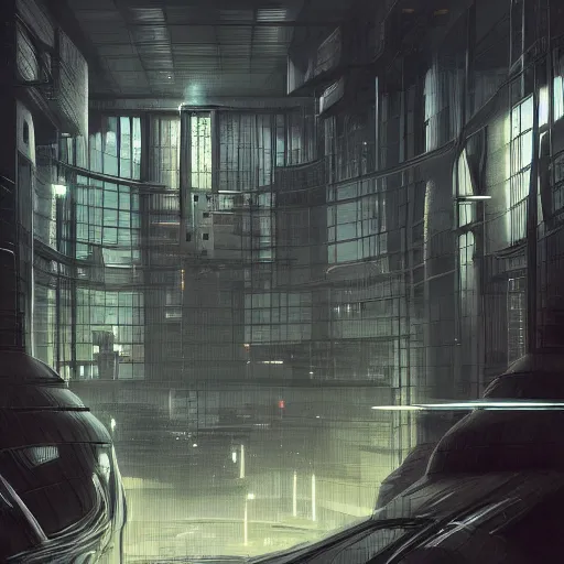 Image similar to harald winkler in cyber punk prison, ultra realism, high detail, artstation, by raphael lacoste