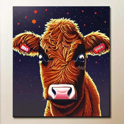 Image similar to A jigsaw with a cute illustration of a cow by Dan Mumford