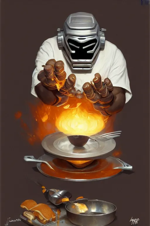 Image similar to mf doom as cooking pancakes animation pixar style, mf doom rapper madvillain, lighting poster by magali villeneuve, artgerm, jeremy lipkin and michael garmash, rob rey and kentaro miura style, trending on art station