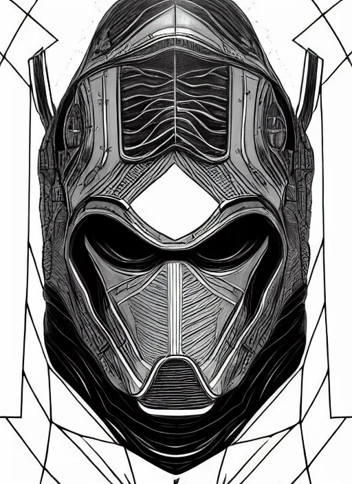 Image similar to symmetry concpet art, full shot, traditional ink, sketch, of kylo ren, line sketch, intricate, elegant, highly detailed, monochrome, digital painting, artstation, concept art, sharp focus, illustration, art by borderlands 3 and peter polach