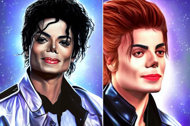 Image similar to michael jackson as a justin bieber, portrait, digital art,