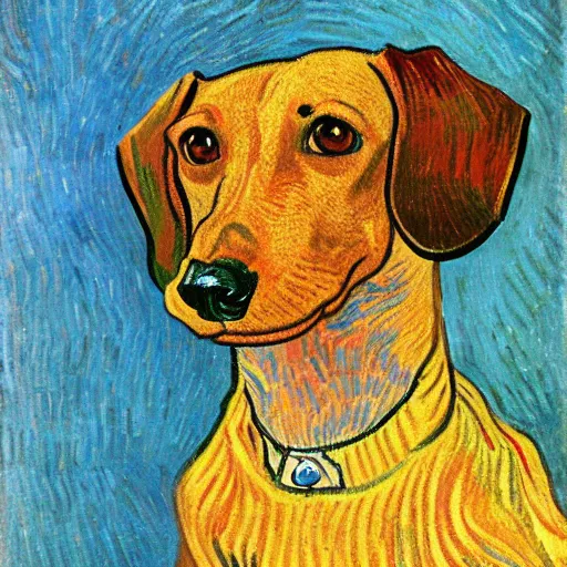 Image similar to Portrait of a dachshund, Vincent Van Gogh