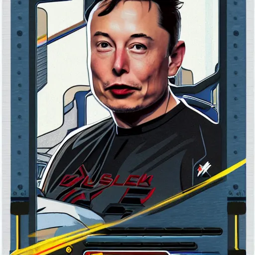 Prompt: elon musk, the trading card game, 8 k digital illustration