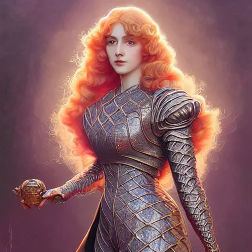 Prompt: beautiful striking Pre-Raphaelite Princess Peach wearing a suit of dragon scale armor, by Artgerm and Greg Rutkowski, pale, intricate, elegant, highly detailed, digital painting