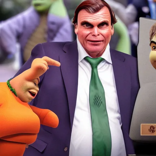 Prompt: pregnant bolsonaro with shrek, photorealistic, award winning, 8k,