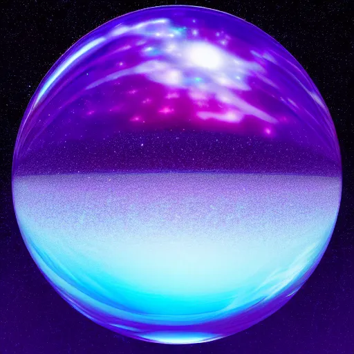 Prompt: a galaxy inside of a large clear perfect round glass sphere, photorealistic render, studio lighting, cinematic, vaporwave, synthwave, ambient, retro, futurism, pixel sorting, glitch art, abstract art, concept art, trending on artstation
