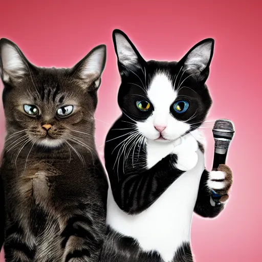 Prompt: karaoke for cats