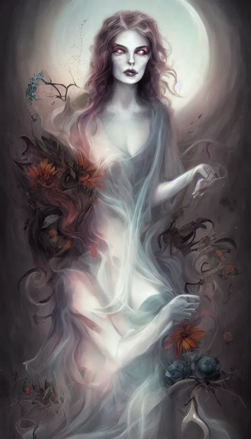 Prompt: life and death mixing together, by charlie bowater