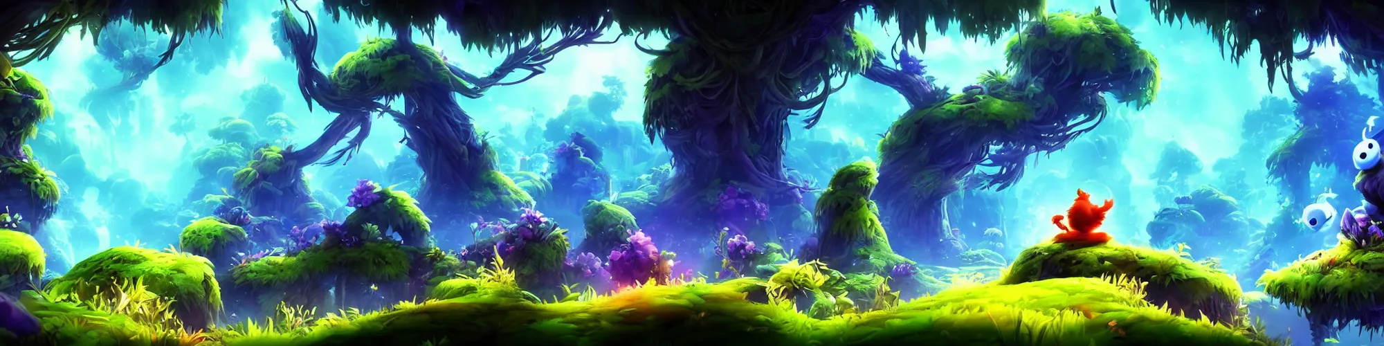 Image similar to Epic background in the style of Ori and the Blind Forest