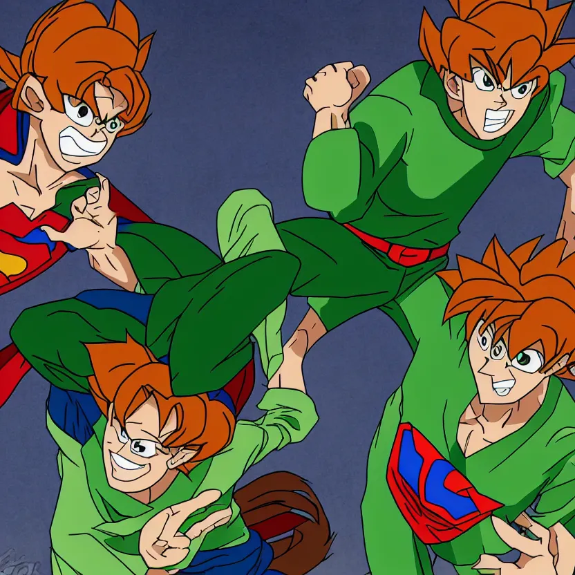 Image similar to shaggy rogers dressed like goku/superman detailed realistic High Resolution HD 8k