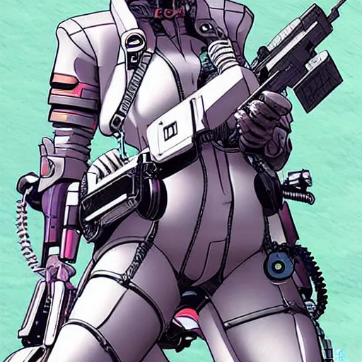 Prompt: major from ghost in the shell by shirow masamune, illustration by shirow masamune and kim jung gi, manga style,