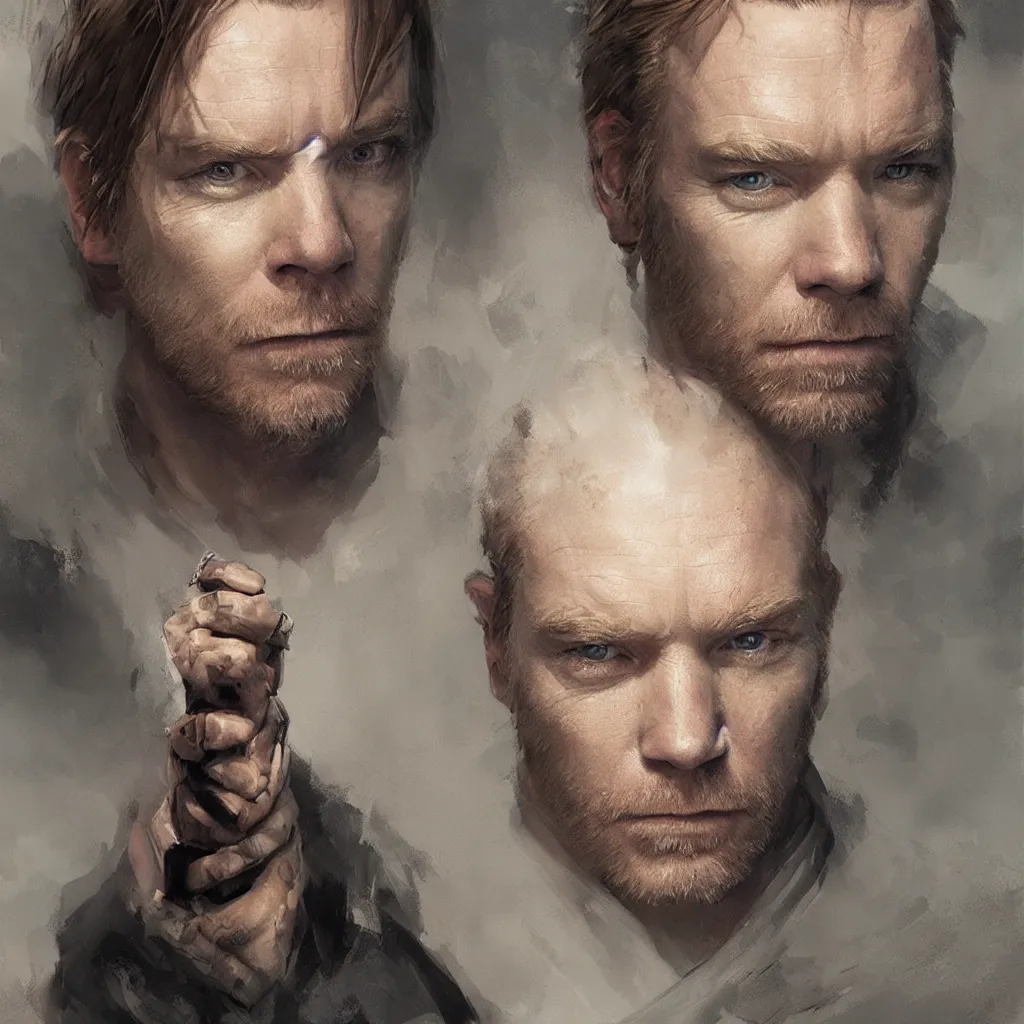 Prompt: A portrait of ewan mcgregor, angry, sith, Star Wars art, art by greg rutkowski, matte painting, trending on artstation