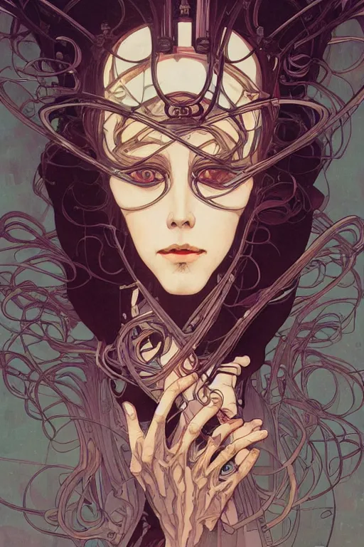 Prompt: a portrait of evil lady scientist, artstation, illustration by silvio camboni, alphonse mucha, yoshitaka amano, katsuhiro otomo, victo ngai, james gurney, brom, jeffrey jones, concept art,