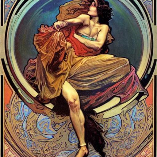 Image similar to Armbar. Epic painting by James Gurney, Alphonso Mucha.