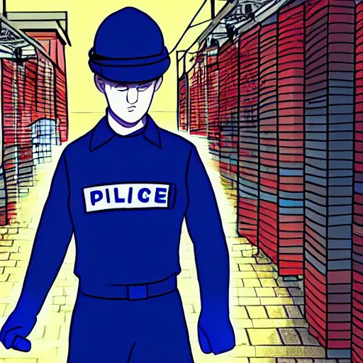 Prompt: A British police officer in London, wearing hivis and blue rubber gloves, anime art style, highly detailed, ambient lighting